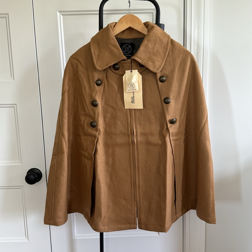 Rare NEW With Tags Dear Creatures Camel Wool Cape XS/S